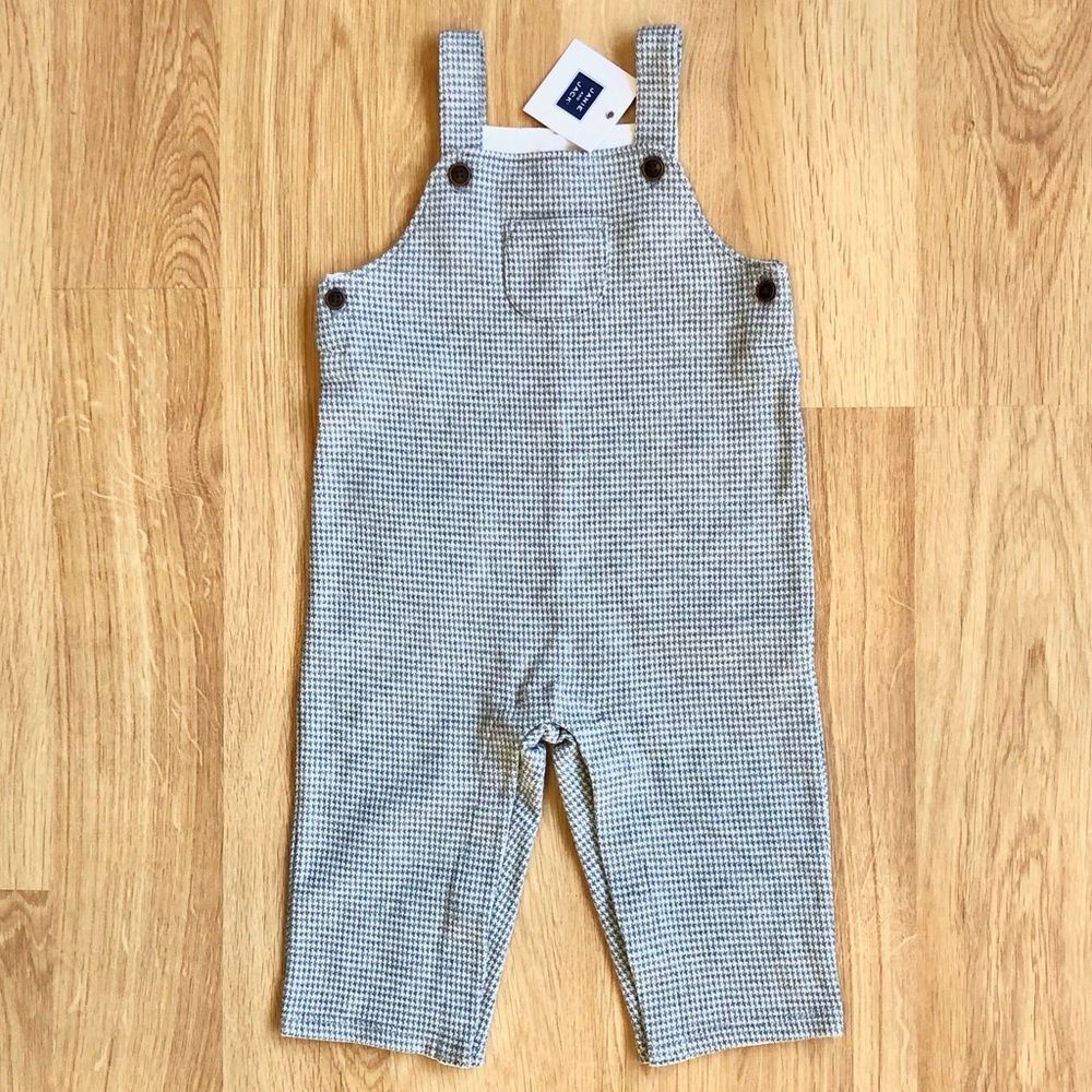 NWT Janie and Jack Baby Boy Houndstooth Overalls-Gray and White, So Soft